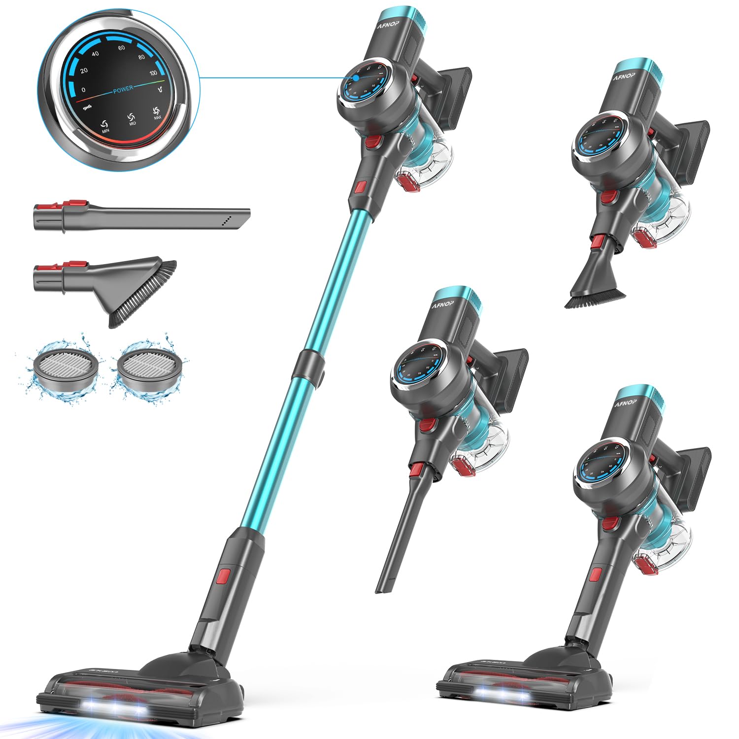 Cordless Vacuum Cleaner, 550W/45Kpa/60Mins Vacuum Cleaners For Home, Self Standing Stick Vacuum With Led Display, Rechargeable C